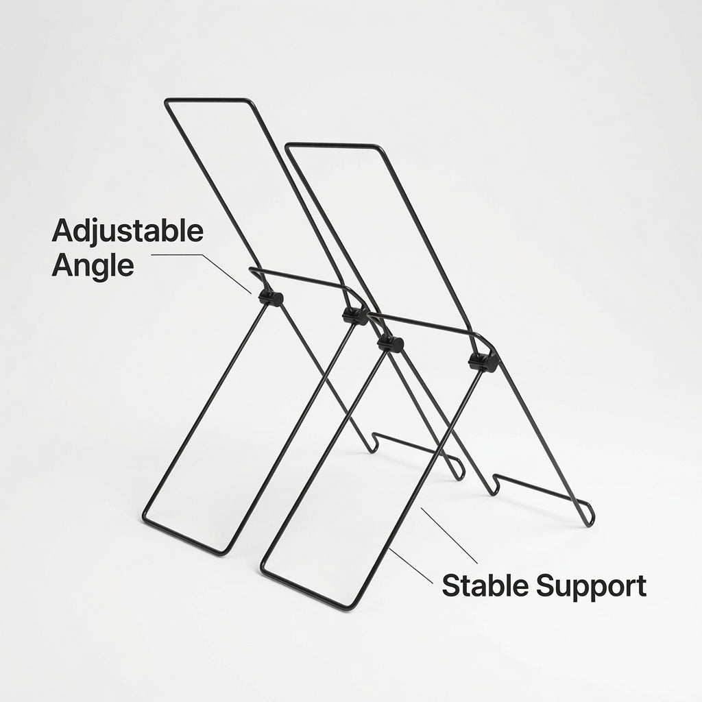 Portable Black Metal Wire Stand for Solar Panels and Devices