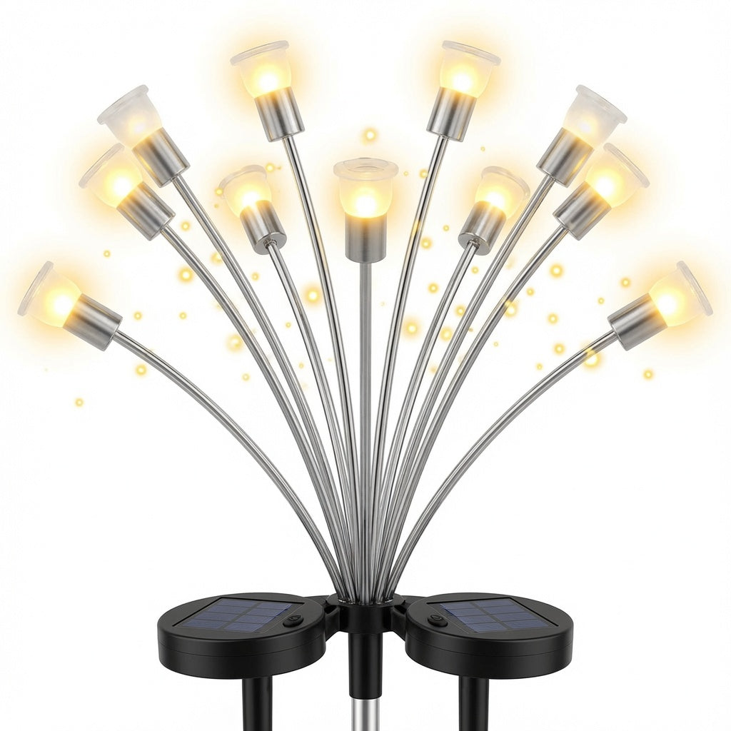 Solar Powered Firefly Garden Lights with Soft Warm LED Stakes