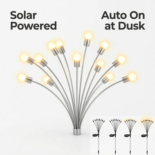 Solar Powered Firefly Garden Lights with Soft Warm LED Stakes