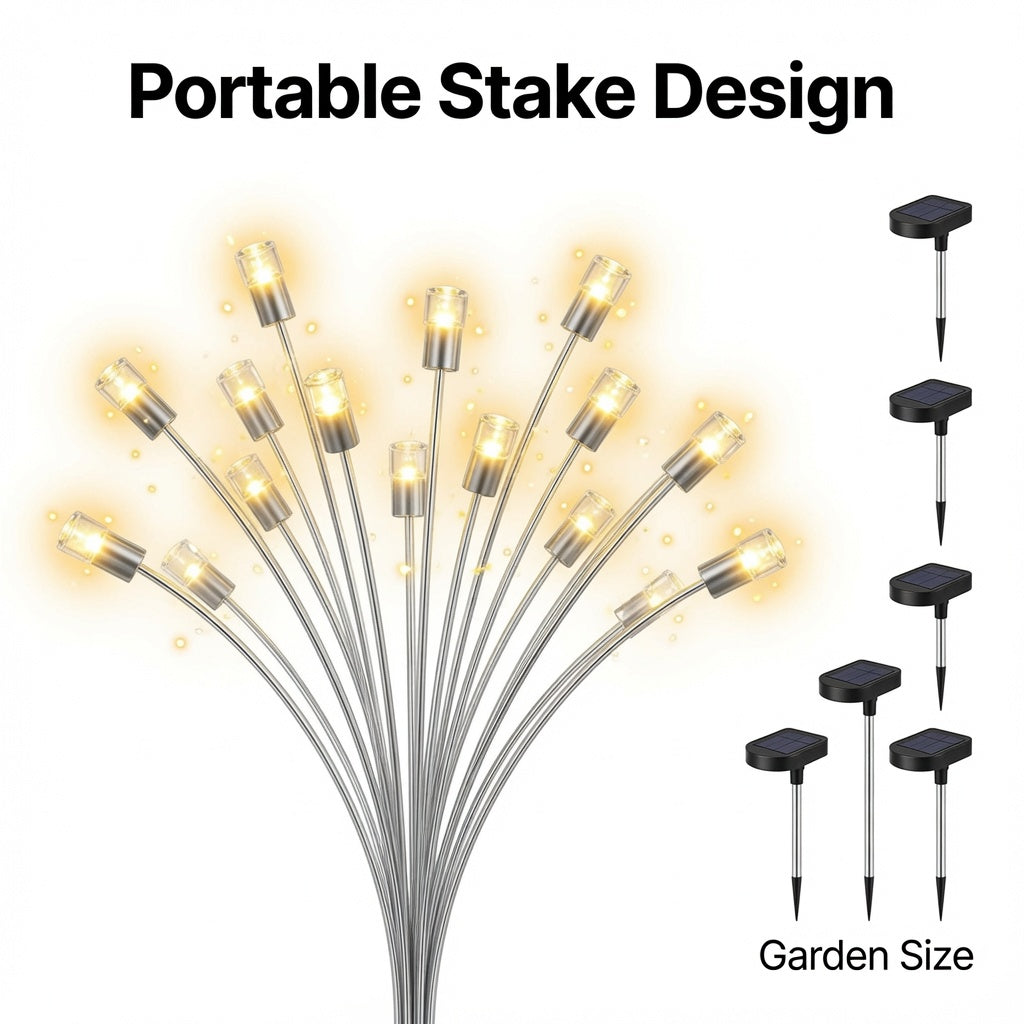 Solar Powered Firefly Garden Lights with Soft Warm LED Stakes