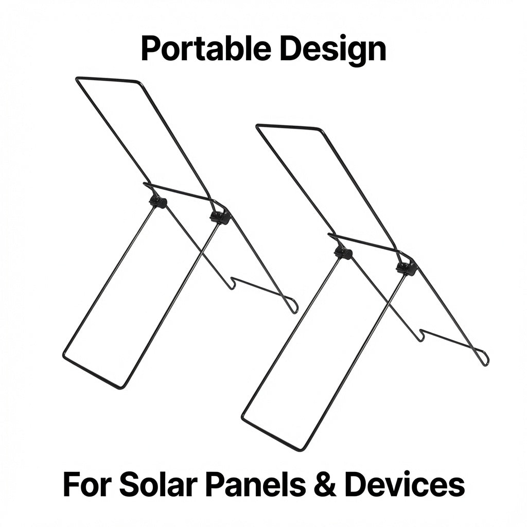 Portable Black Metal Wire Stand for Solar Panels and Devices