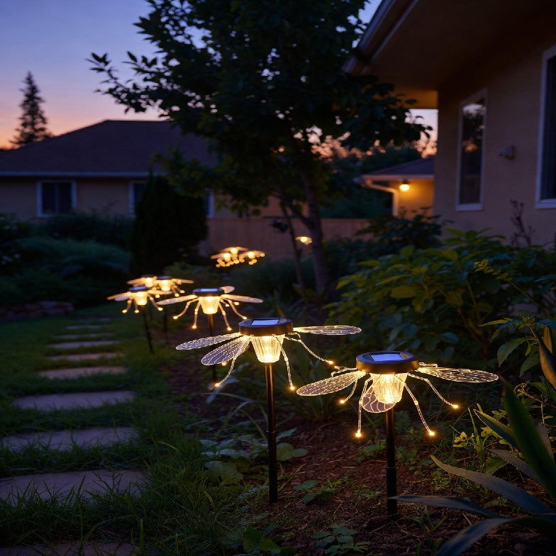 Solar Powered Firefly Garden Lights with Soft Warm LED Stakes