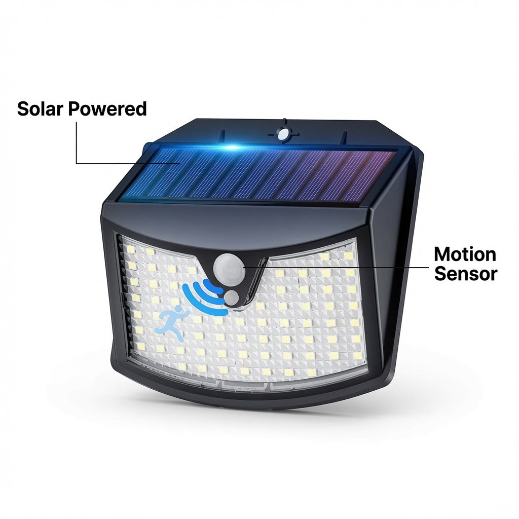 Solar Powered Outdoor Wall Light with Motion Sensor – 11 × 11 × 3.5 cm
